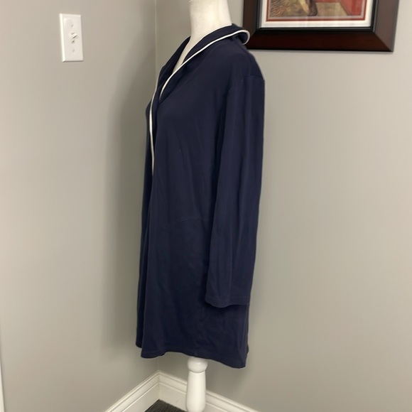 Lauren Ralph Lauren Large Pajama Shirt Nightgown Navy Blue Pockets - Picture 4 of 6